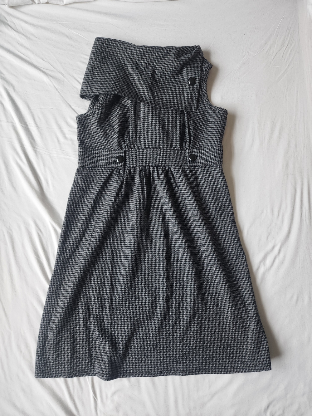 Maurices Black Buttoned Houndstooth Dress